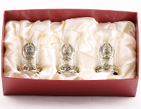 Набор из 3 стопок с латунными накладками (СССР) в подарочном коробе