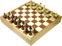 Игровой набор с шахматами и шашками на доске из массива березы