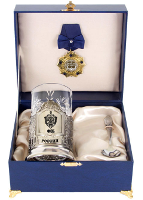 Набор для чая "ФСБ" в подарочном коробе с орденом "За мужество и защиту"