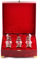 Набор из 6 стопок с латунными накладками (герб России) в подарочном ларце