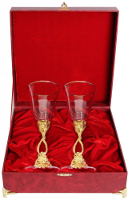 Набор бокалов для шампанского "Виноградная лоза" (Ретро) с позолочением в подарочном коробе (бумвинил)