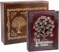 Родословная книга "Изысканная" с росписью в деревянной шкатулке с гравировкой