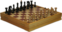 Шахматы и шашки с фигурами из ясеня и бука на доске из массива березы (вариант №2)