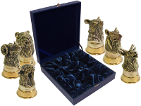 Набор из 6 бронзовых стопок-перевертышей в подарочном коробе премиум