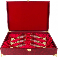 Набор бокалов для шампанского "Виноградная лоза" (Ретро) с позолочением в подарочном коробе (бумвинил)