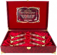 Набор бокалов для шампанского "Виноградная лоза" (Ретро) с позолочением в подарочном коробе (бумвинил) в подарок женщине